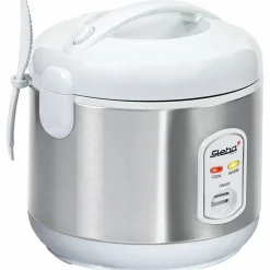 Riskoker, 1.8 liter, stål/hvit