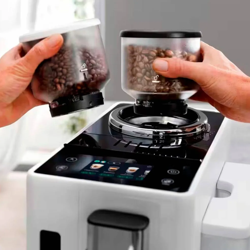 Rivelia Helautomatisk kaffemaskin, grå & 2 stk kaffebønner DLSC600