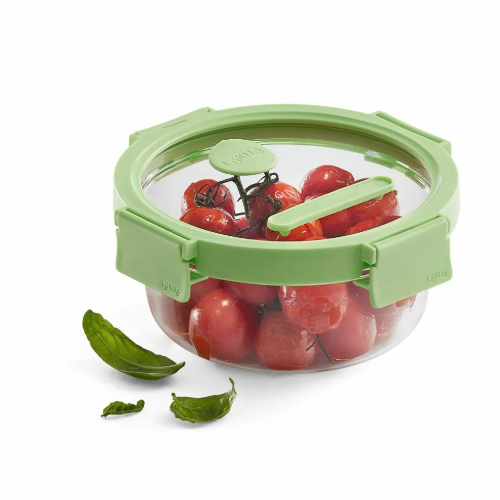 Rund matboks 950 ml, glass/grønn
