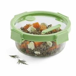 Rund matboks 650 ml, glass/grønn