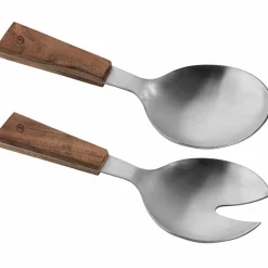 Salatbestikk, rustfritt stål/akasietre