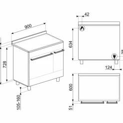 SCB92MN8 Gasskomfyr med dobbelovn, 90 cm, svart