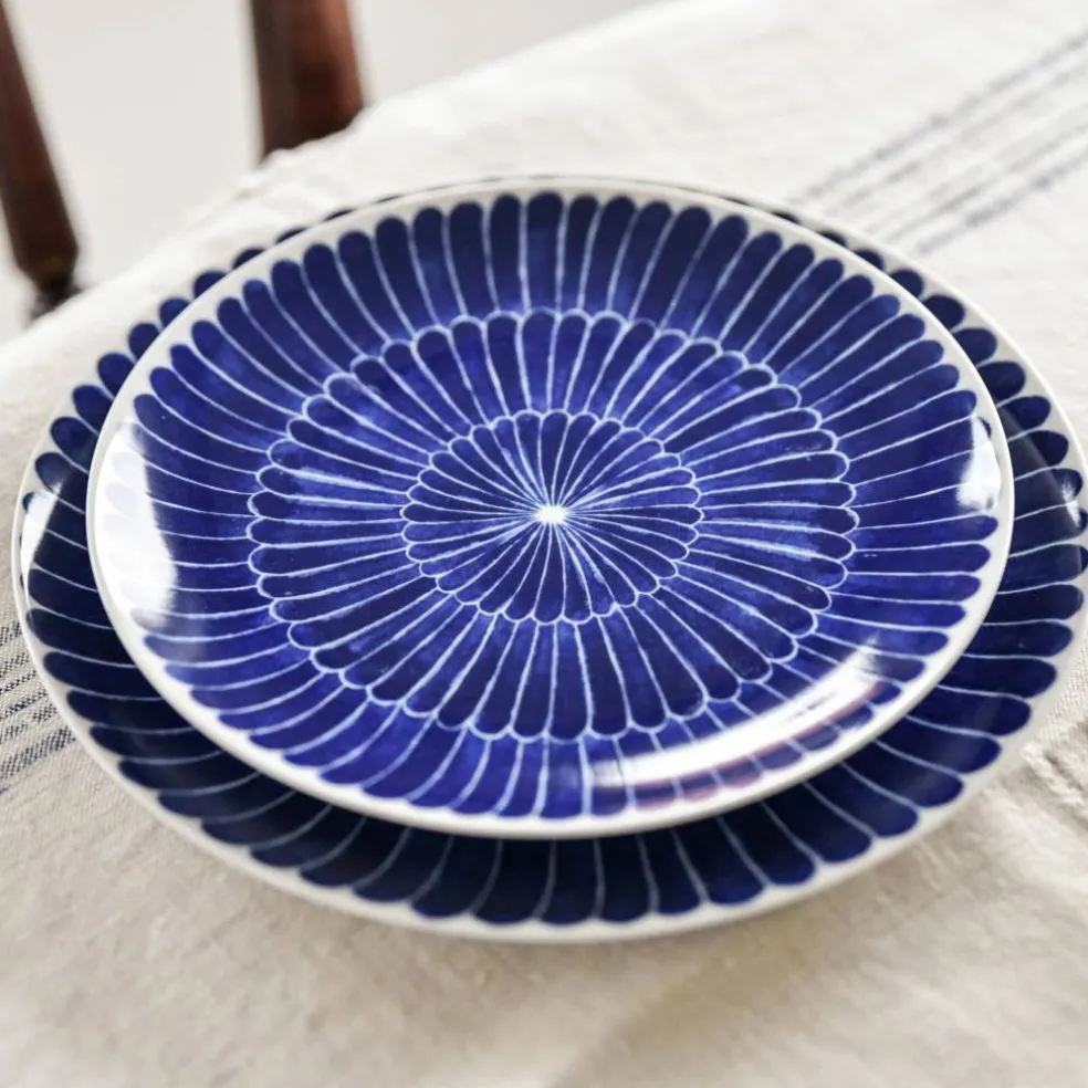 Selma tallerken, 24 cm, blå kant