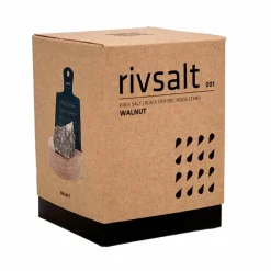 Sett med rivjern, bergsaltstein og bordstativ i valnøttre
