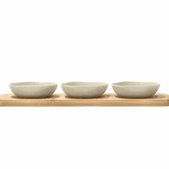 Shoku bambusbrett med 3 skåler 32x10 cm, soft beige