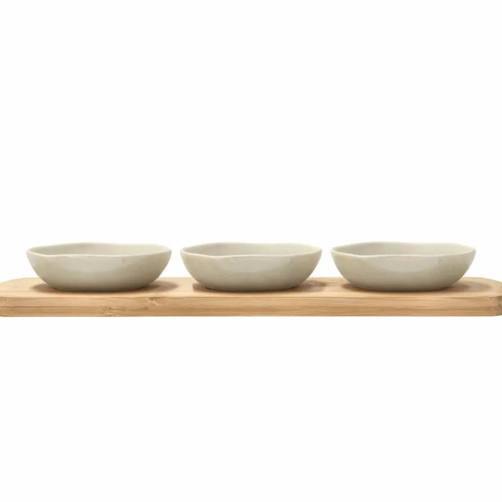 Shoku bambusbrett med 2 skåler 28,5x13 cm, soft beige