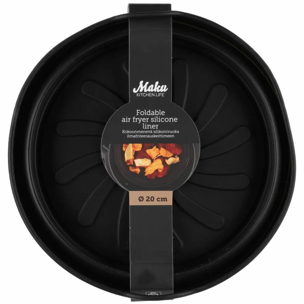 Silikonform til airfryer 20 cm, svart