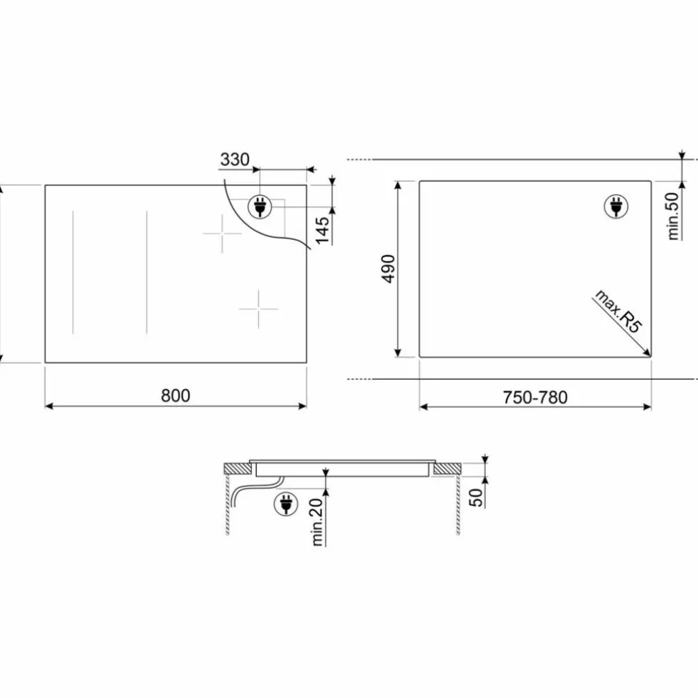 SI1M4854D Induksjonstopp Classic 80 cm, svart