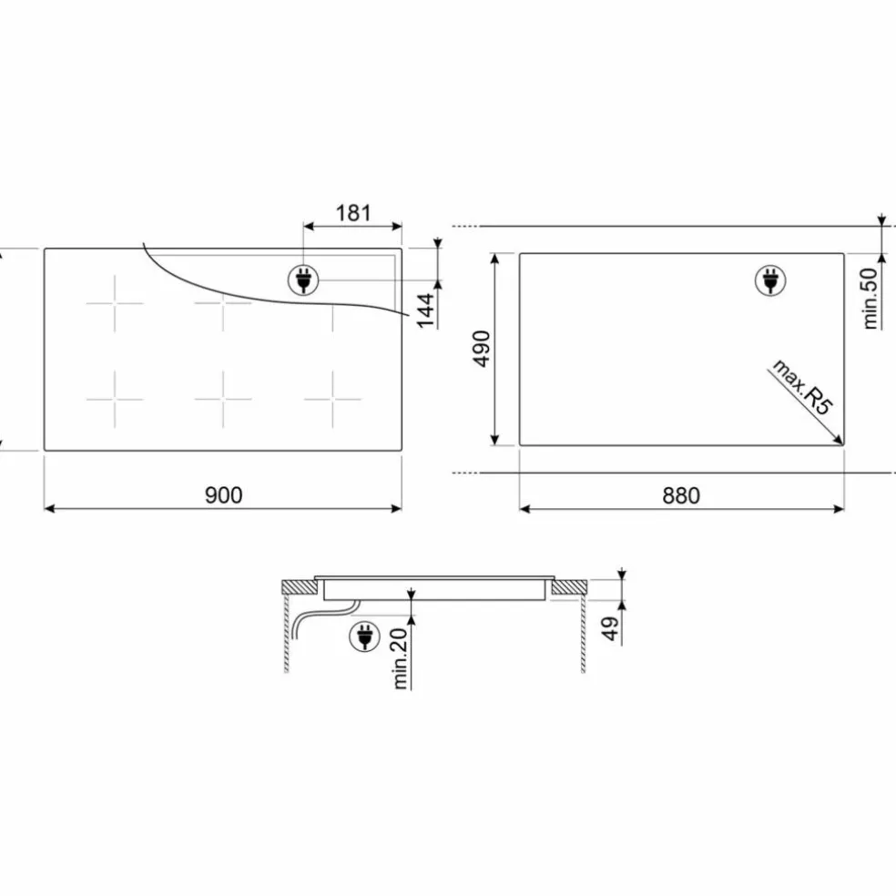 SIM1964D Linea induksjonstopp 90 cm, svart