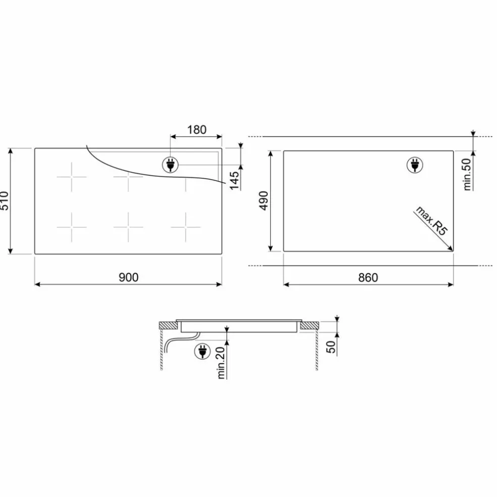 SIM3964N Induksjonstopp 90 cm med EVO Slider, 90 cm