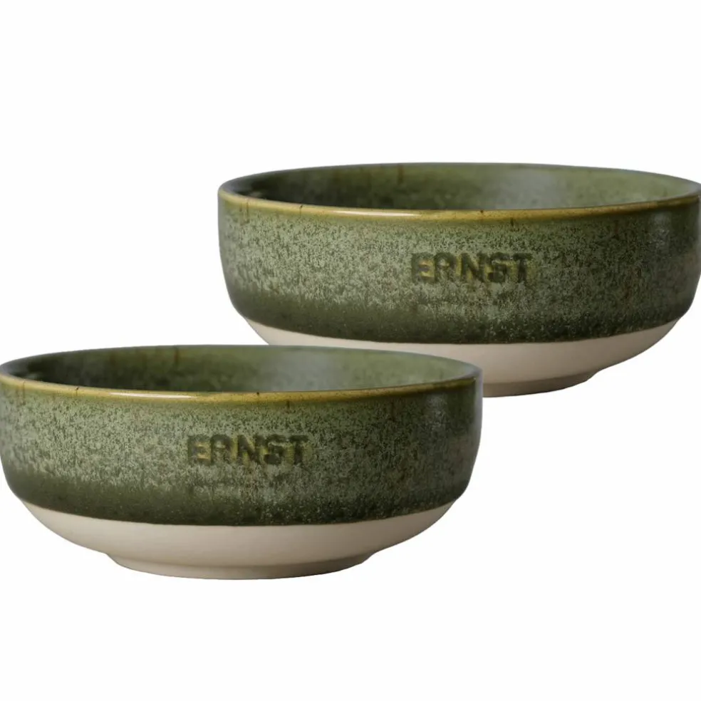 Skål 11 cm 2-pakning, grønn/natur