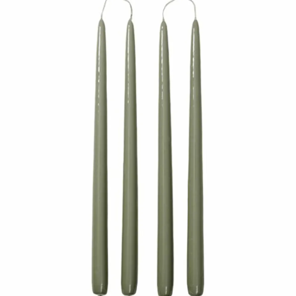 Smooth Glossy kronelys 38 cm 4-pakning, lysegul
