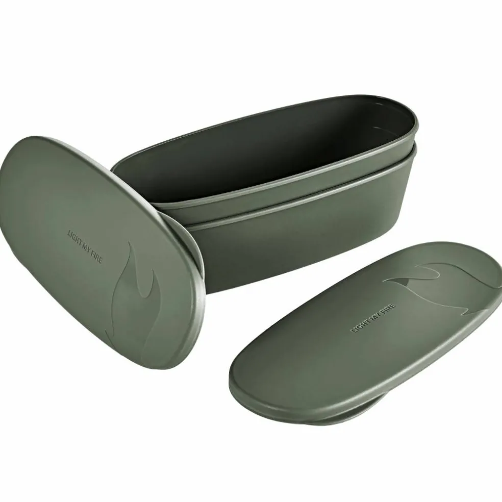 SnapBox oval beholder 2-pakning, sage green