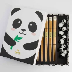 Spisepinner Panda Brown gavesett, 5 stk.