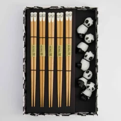 Spisepinner Panda Brown gavesett, 5 stk.