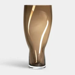 Squeeze vase 34 cm, røykbrun