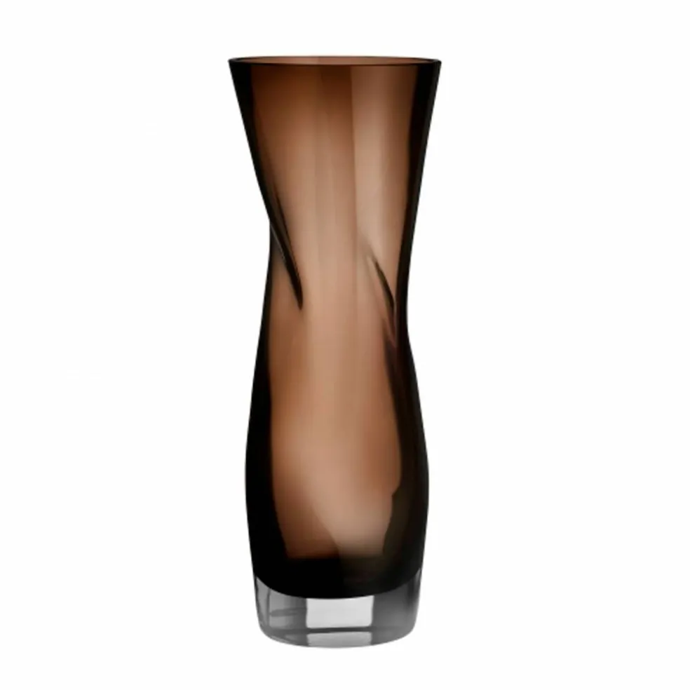 Squeeze vase 34 cm, røykbrun