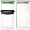 Stablebare glassbeholdere 3 deler, transparent