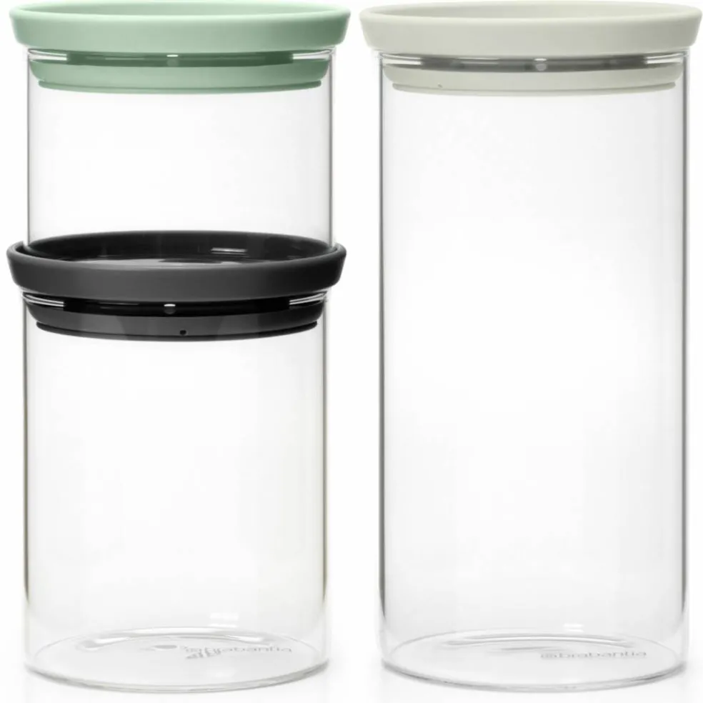 Stablebare glassbeholdere 3 deler, transparent