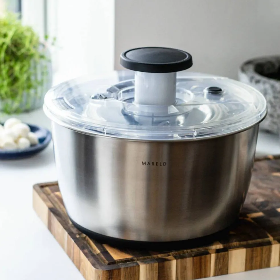 Stainless Steel salatslynge med pumpe 6L