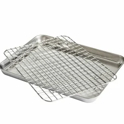Stekebrett + rist 31,5 x 24,5 x 2,5 cm, rustfritt stål