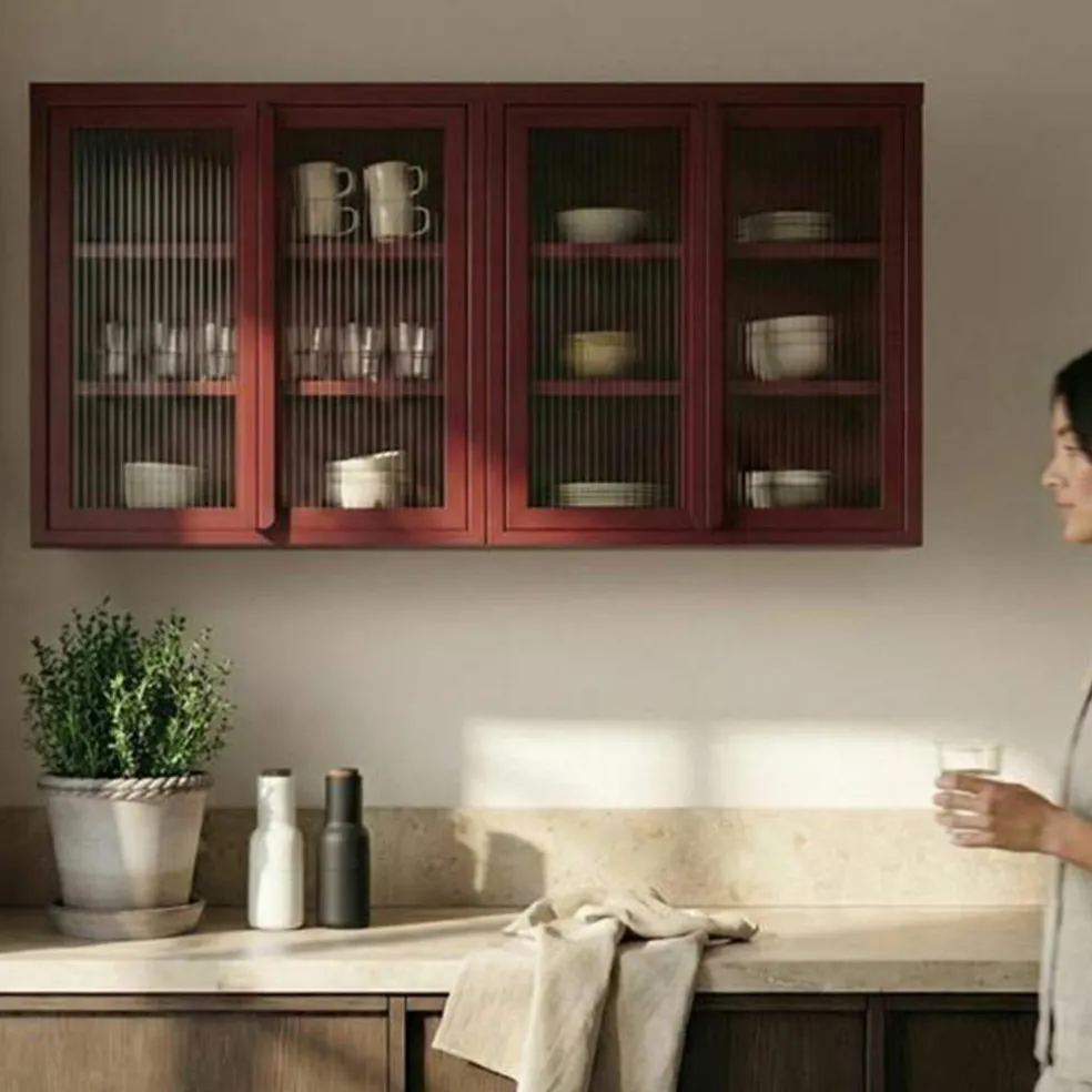 Store vegghengt vitrineskap 60 x 60 cm, mushroom