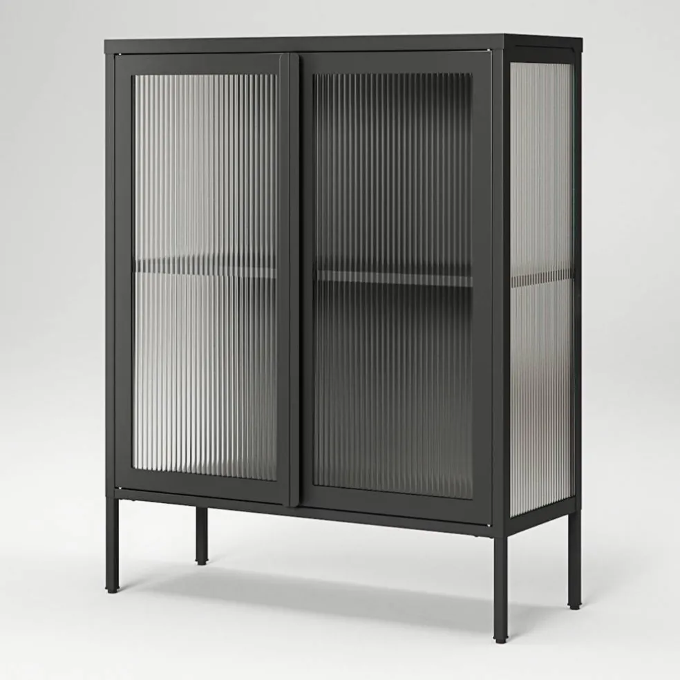 Store vitrineskap 90 x 110 cm, pebble grey