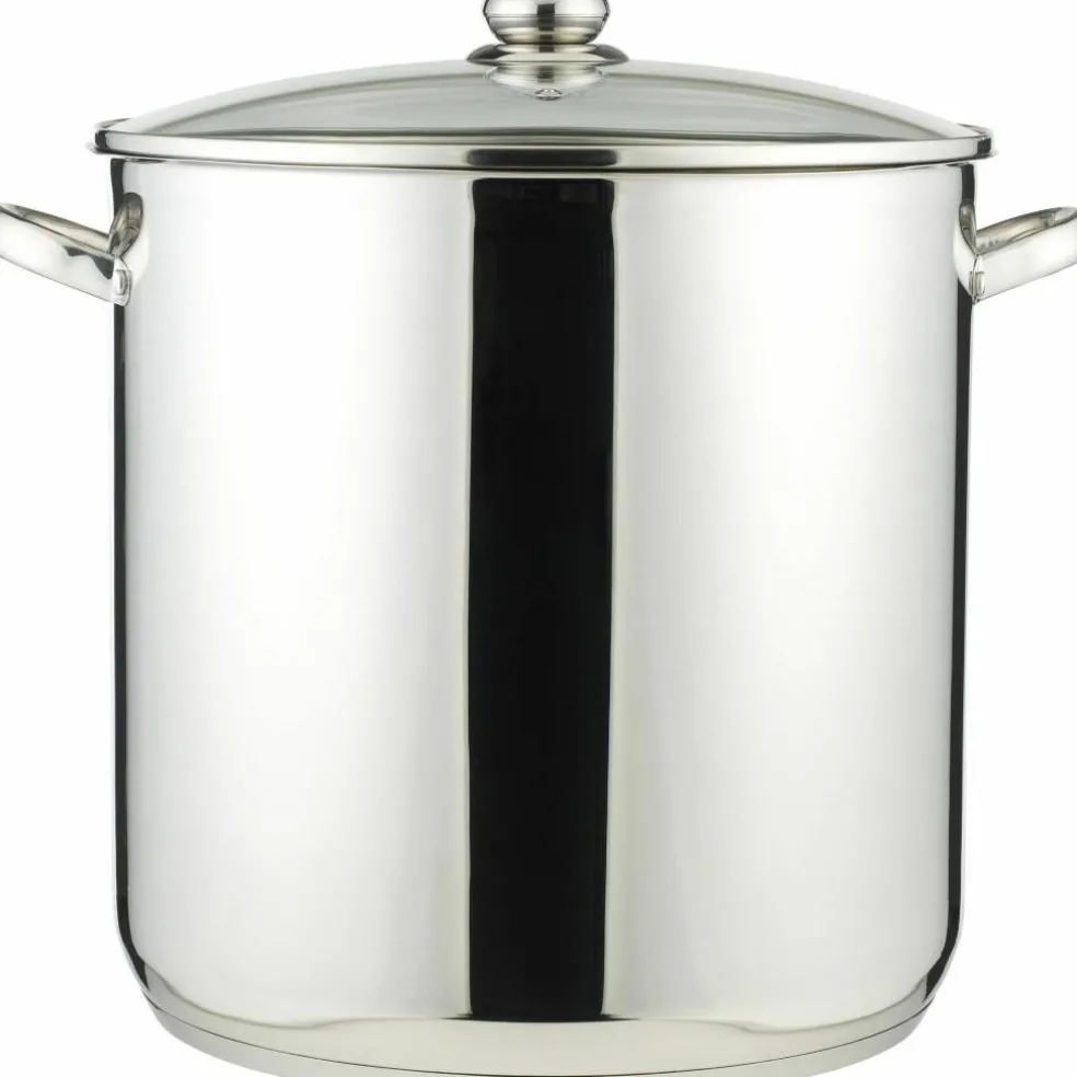 Stor Gryte 30 Liter Rustfri med Glasslokk