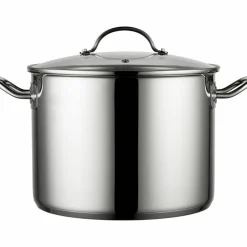 Stor Gryte 10 liter Rustfritt med Glasslokk