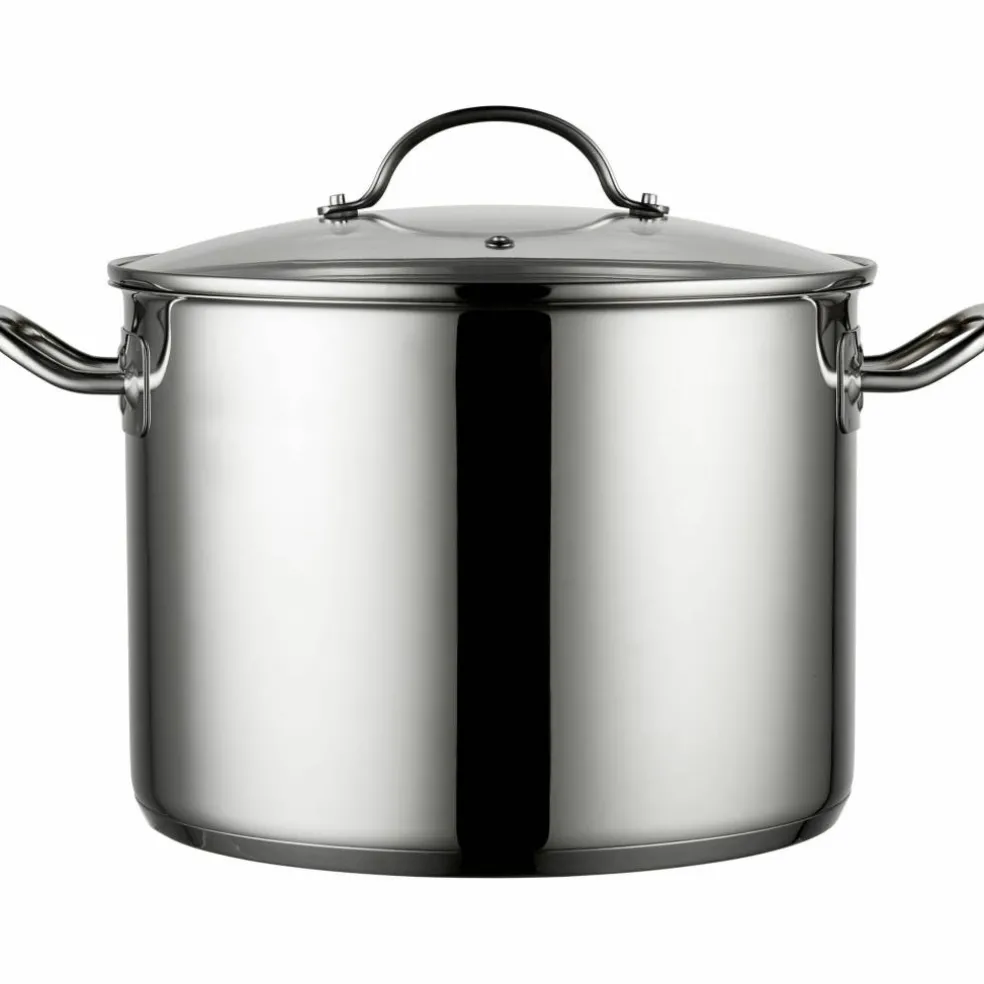 Stor Gryte 10 liter Rustfritt med Glasslokk