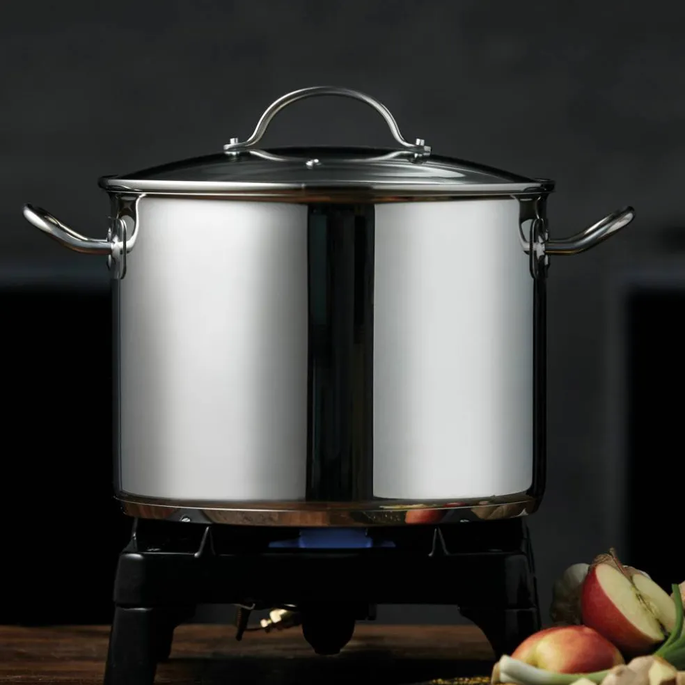 Stor Gryte 10 liter Rustfritt med Glasslokk