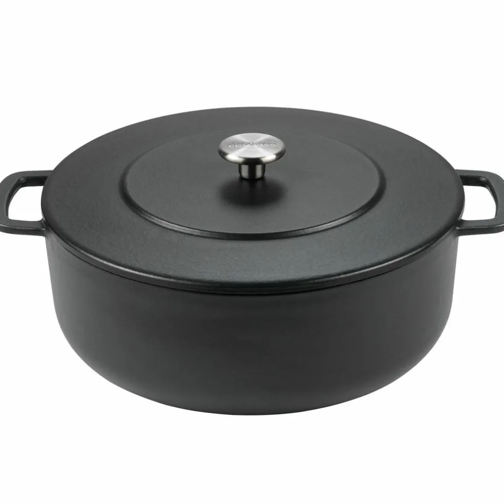 Støpejernsgryte emaljert, svart, 28 cm.