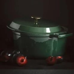 Støpejernsgryte 5 liter, mørkegrønn