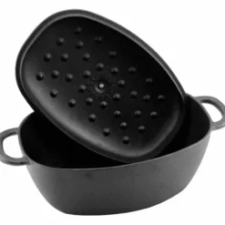 Støpejernsgryte med lokk 6 liter, oval