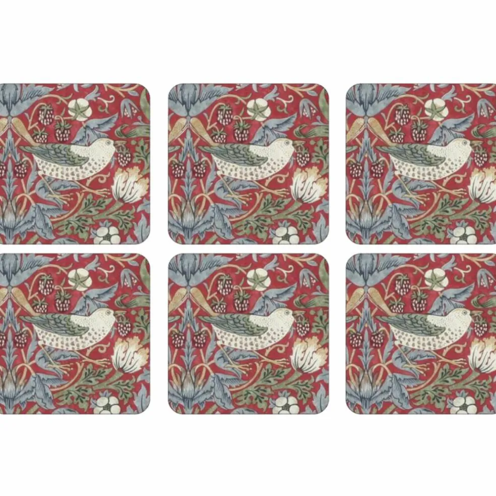 Strawberry Thief Brun Glassunderlag 6-pack