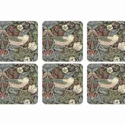Strawberry Thief Rød Glassunderlag 6-pack