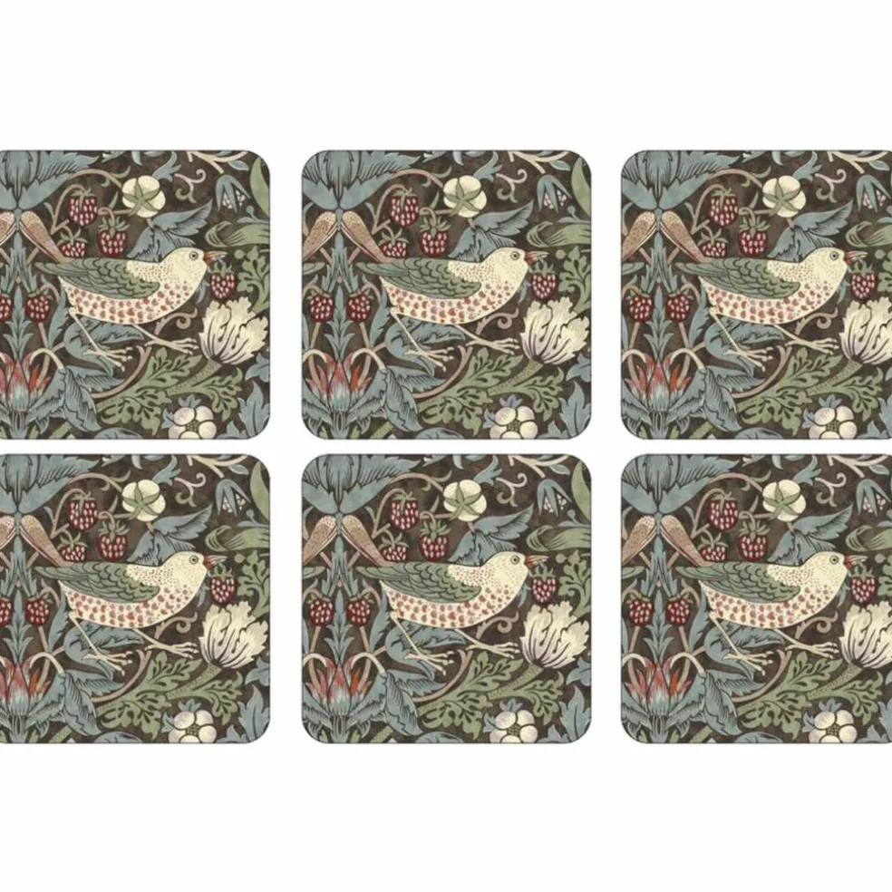 Strawberry Thief Rød Glassunderlag 6-pack