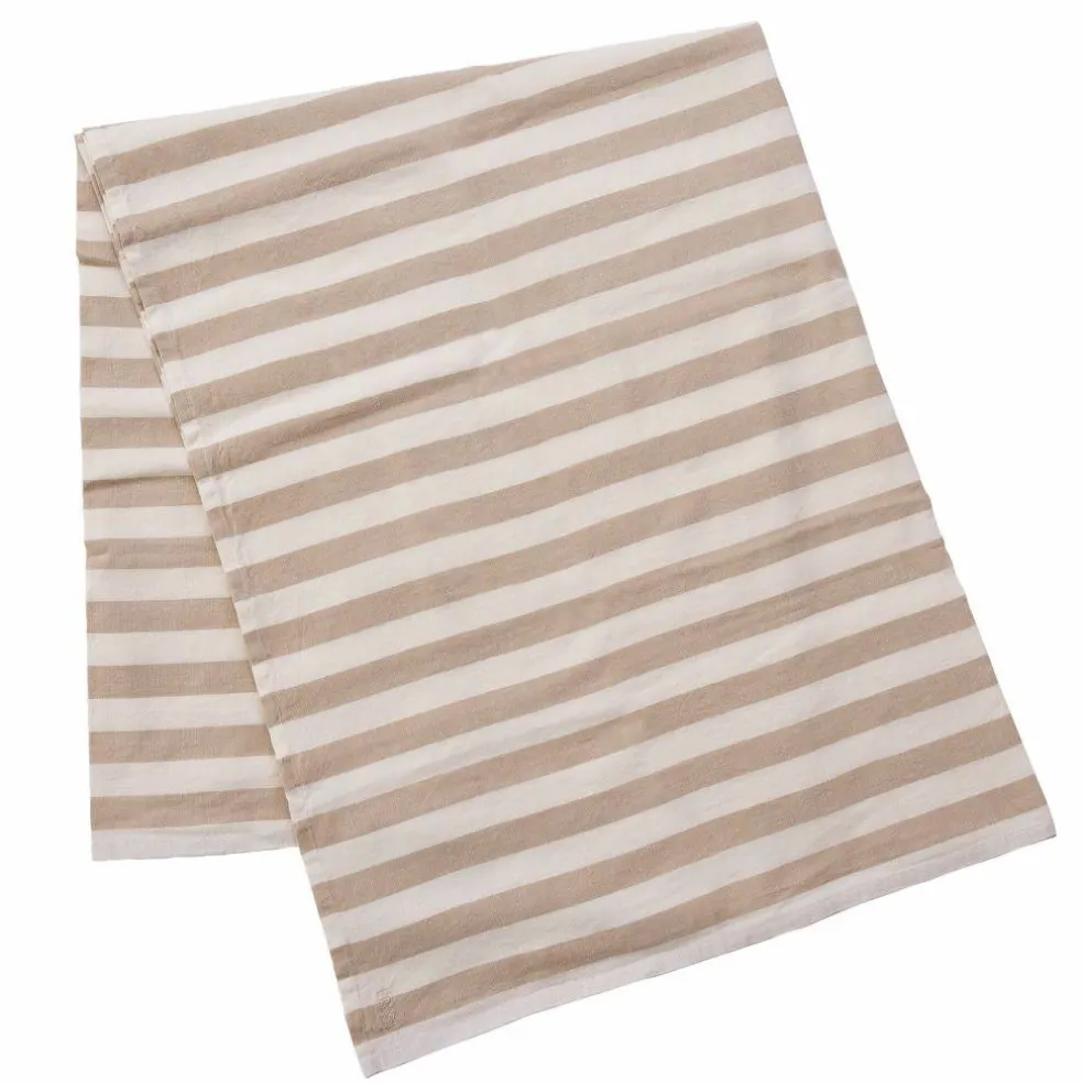 Stripete duk 145x300 cm, beige/hvit