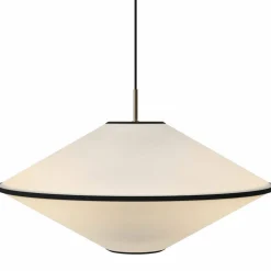 Tafta pendellampe 65 cm, rød/off-white
