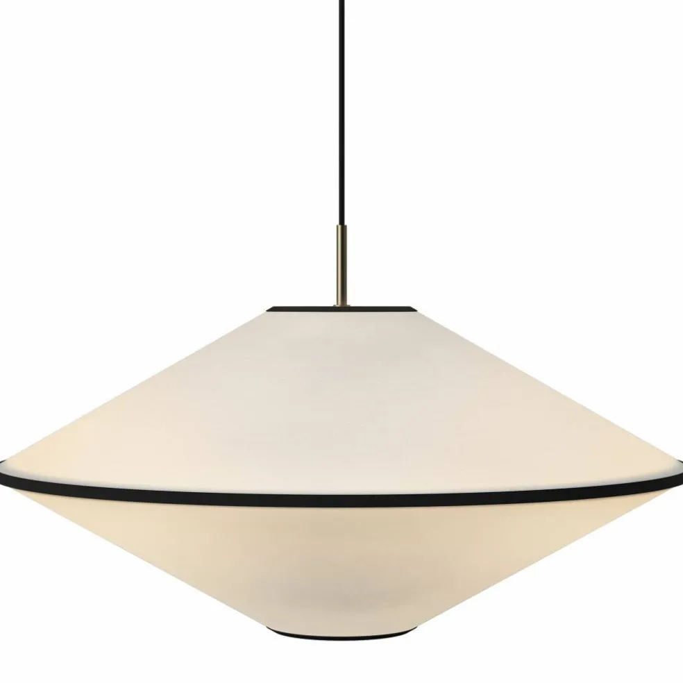 Tafta pendellampe 65 cm, rød/off-white