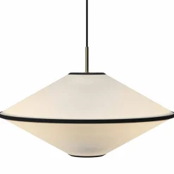 Tafta pendellampe 52 cm, svart/off-white