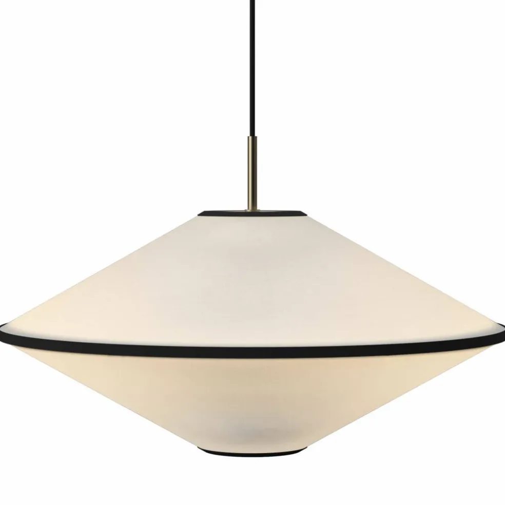 Tafta pendellampe 52 cm, svart/off-white