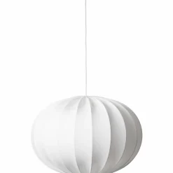 Taklampe, oval kule, 65 cm, hvit