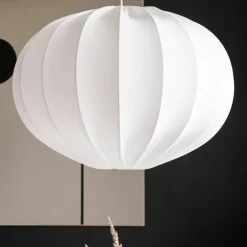 Taklampe, oval kule, 65 cm, hvit