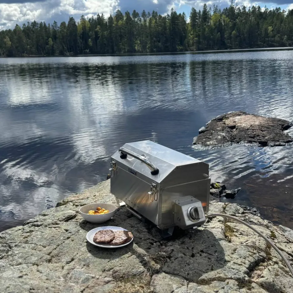 T10 bærbar gassgrill i rustfritt stål