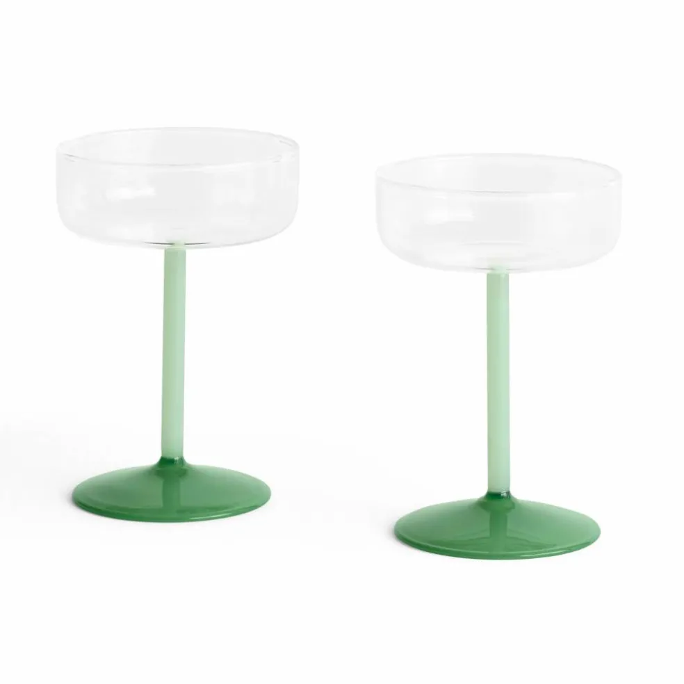 Tint coupéglass 2-pakning, klar/jade/lyseblå