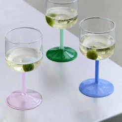 Tint vinglass 2 stk, klar/jade/lysegrønn/mørkegrå