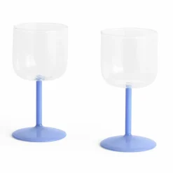Tint vinglass 2 stk, klar/lyseblå