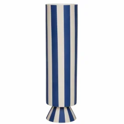 Toppu vase 31 cm, hvit/blå