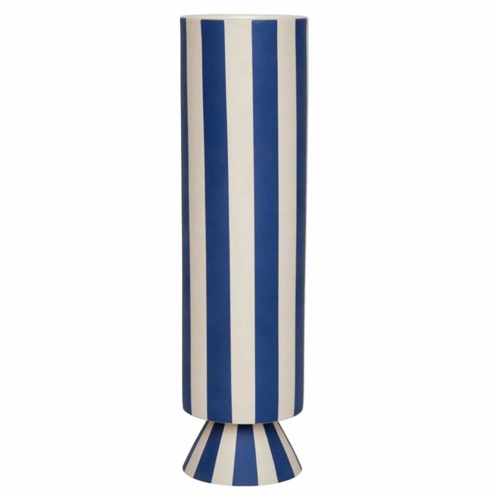 Toppu vase 31 cm, hvit/blå